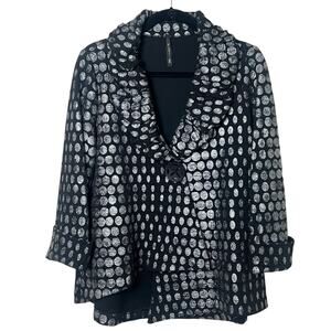 IC by CONNIE K Textured Asymmetrical One Button Jacket Ruffle Collar Size Small